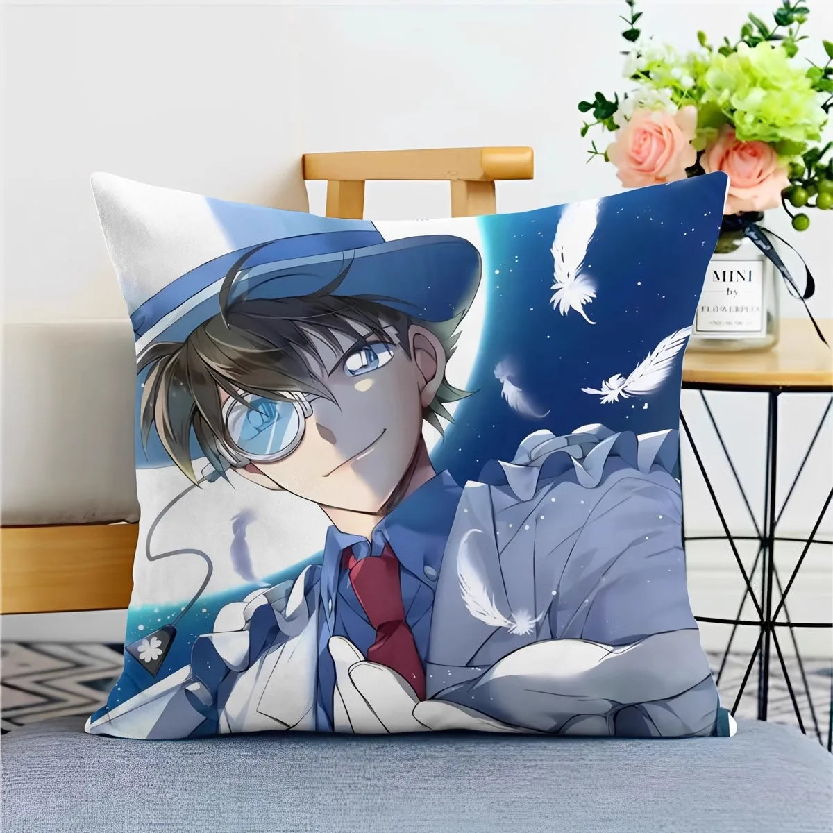 Detective Conan Pillowcase – Soft Anime Cushion Cover with Zipper for Sofa & Bedroom Decor