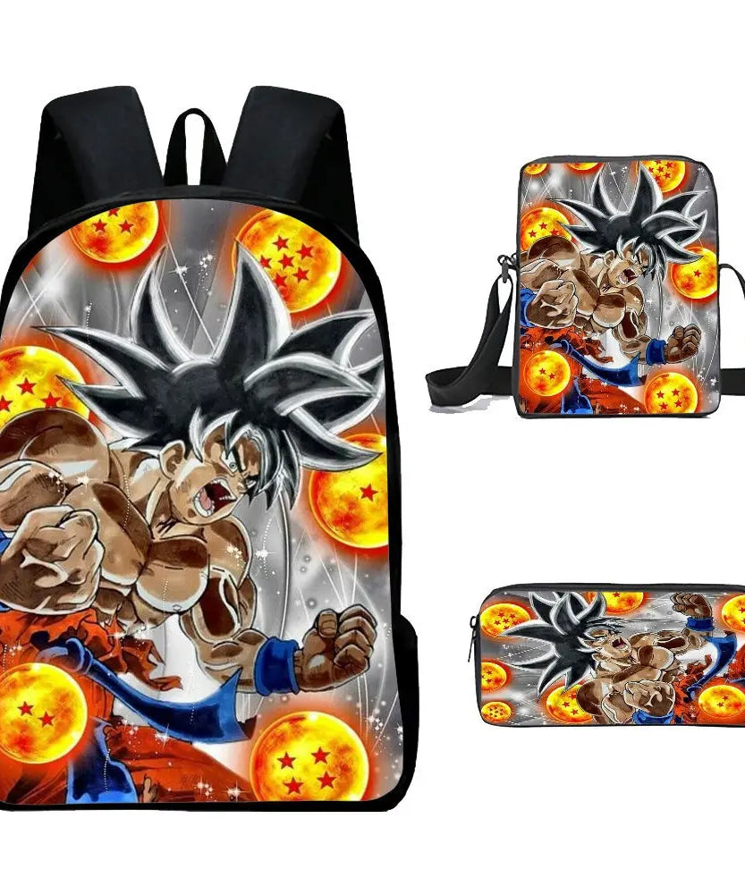 Dragon Ball Anime Goku Vegeta Frieza Large Capacity Cool Student School Bag Lunch Bag Pencil Bag Three-piece Set Gift