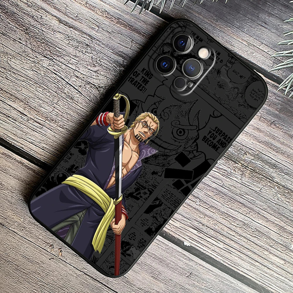One Piece Luffy & Crew Black Soft Case – Anime iPhone 7–15 Pro Max