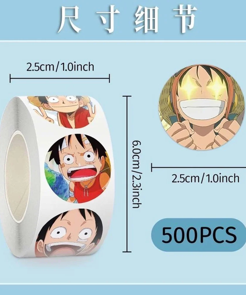 500pcs/Roll ONE PIECE Luffy Anime Sealing Sticker DIY PVC Laptop Decals Decoration Stiker Reward Gift Toys
