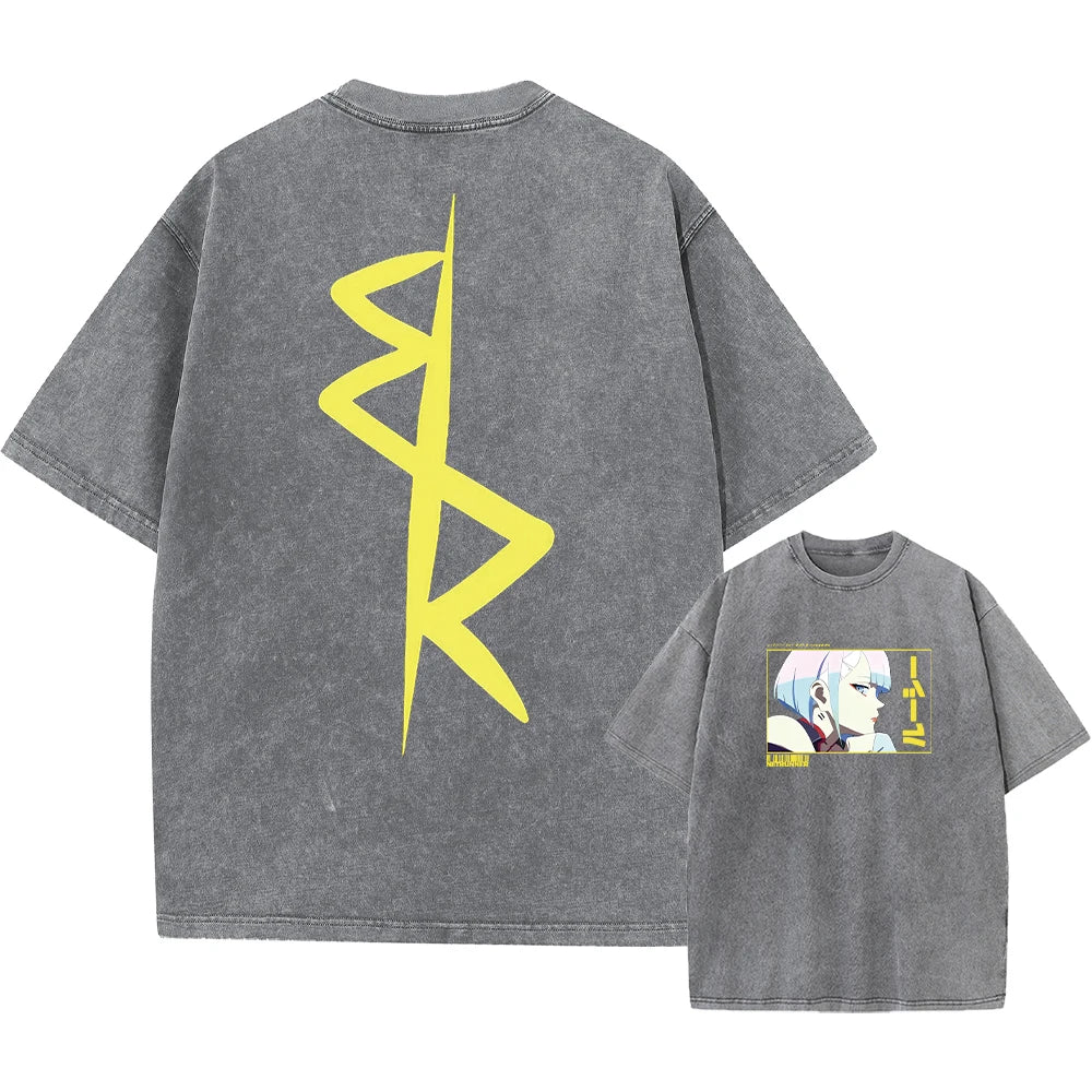 Cyberpunk Acid Anime Tee – Vintage Washed Streetwear Unisex T-Shirt