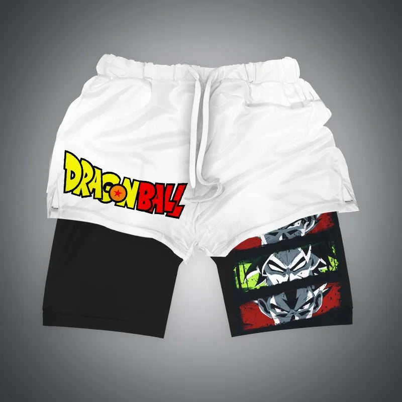 New Dragon Ball Son Goku Shorts Anime Men Double Layer Sports Short Pants Sportswear Jogger Breathable Beach Pants