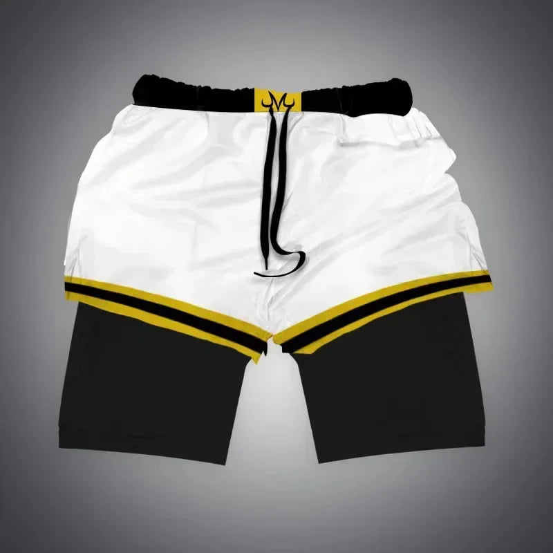 One Piece x Naruto x Dragon Ball 2-in-1 Men’s Gym Shorts – Quick-Dry & Breathable Sportswear