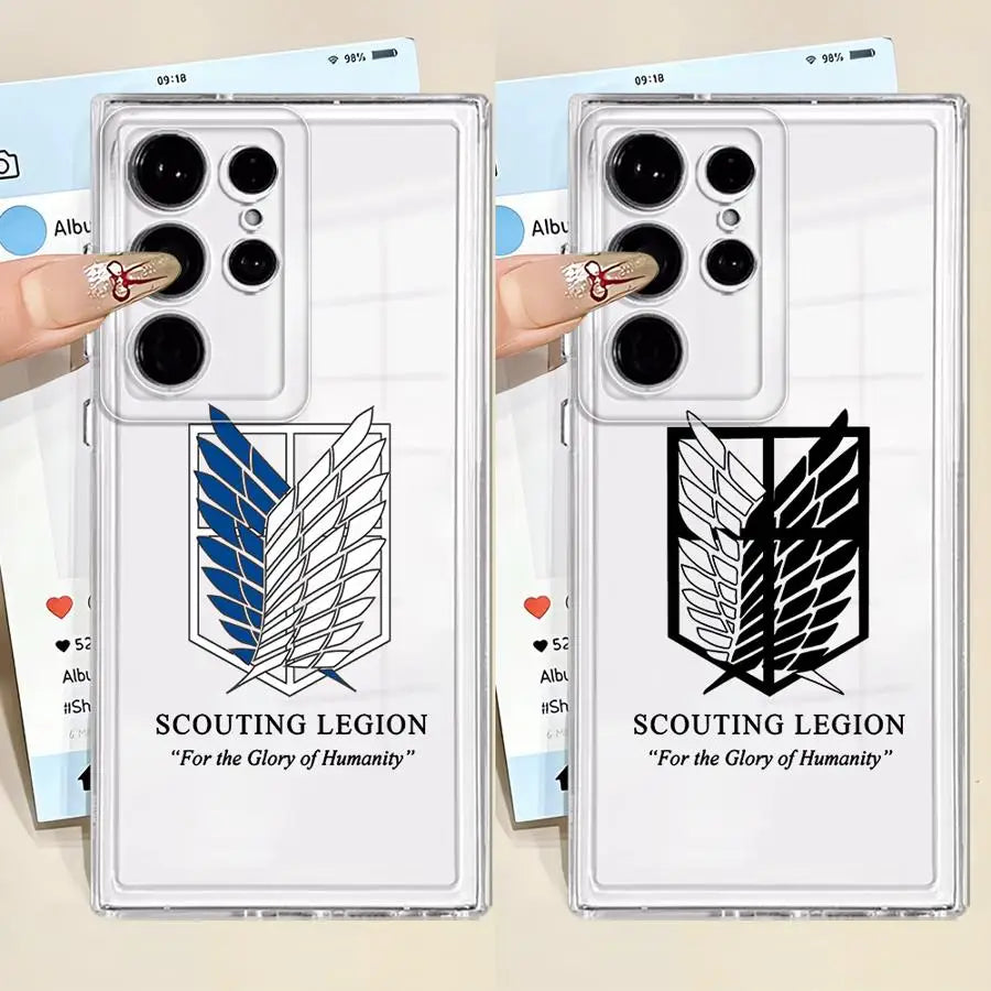 Clear Soft Case for Samsung Galaxy Note 10 20 Ultra S25 Ultra S21 S23 S24 FE S10 Plus S22 S20 Attack On T-Titan Logo