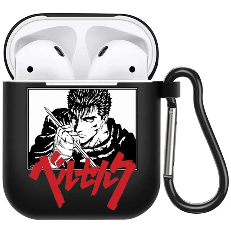 anime Berserk Guts Zodd Earphone Case For AirPods4 1 2 3 Pro Black Soft silicone wireless Bluetooth headphone case