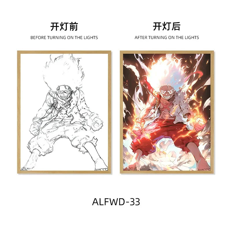 Sun God Nika Luffy Light-Up Frame – One Piece LED Desktop Decor