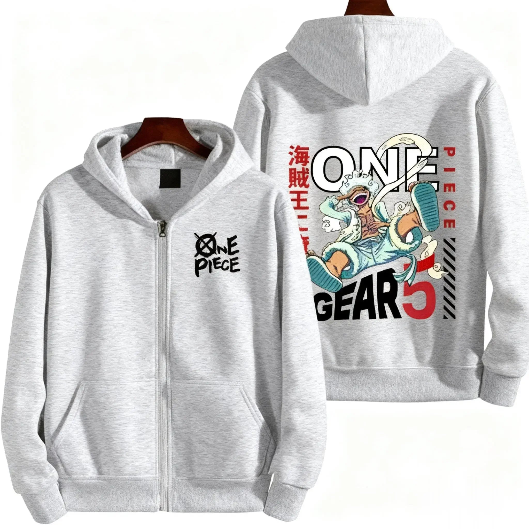 New One Piece Gear 5 Zipper Hoodie Women Men Anime Print Jacket Sweatshirt Streetwear Oversized Casual Cosplay Autumn Tops