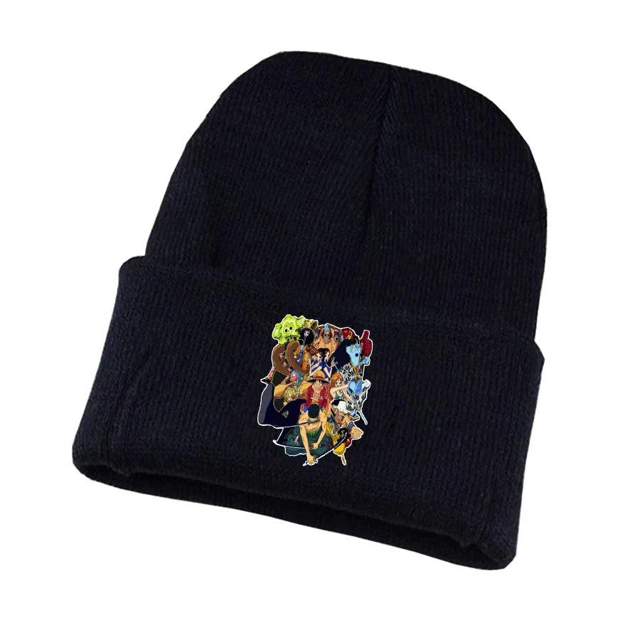 New Anime Cute One Piece Embroidered Beanies Hat Men Women Winter Autunm Warm Knitted Bonnet Cap Wool Skullies Boys Beanies Caps