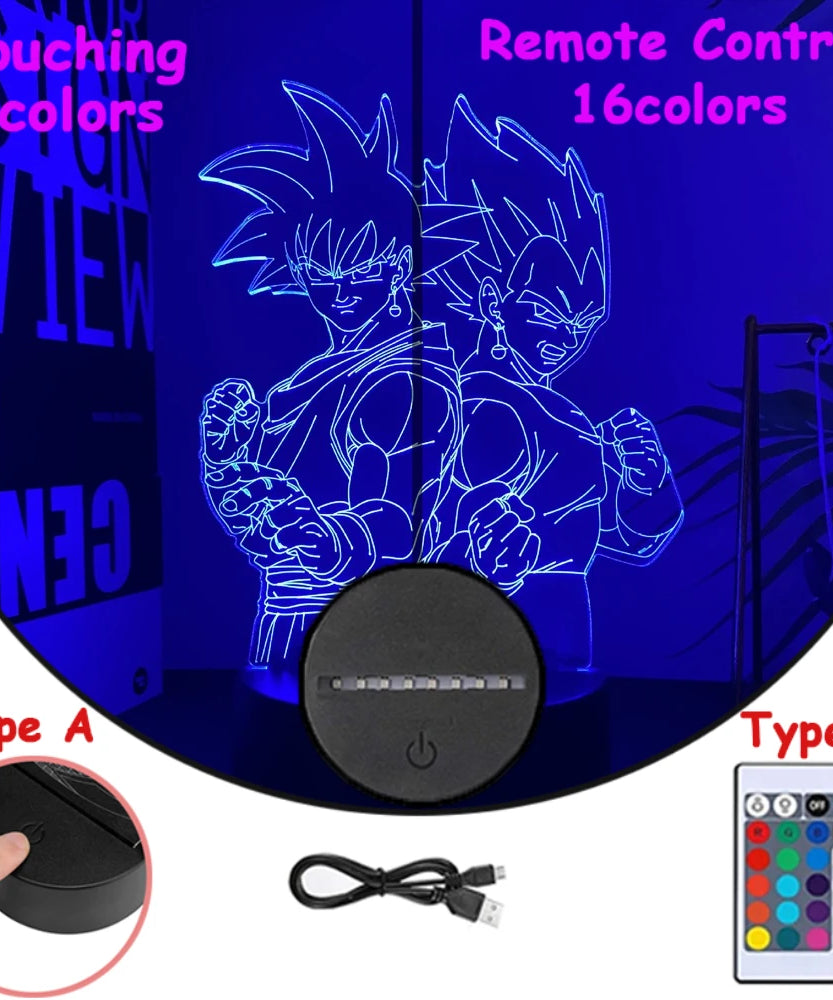 Dragon Ball Z Anime Figures 3D LED Light Childhood Desk Lamp Goku Figure Vegeta Gohan Anime Figures Room Decor Birthday Gift