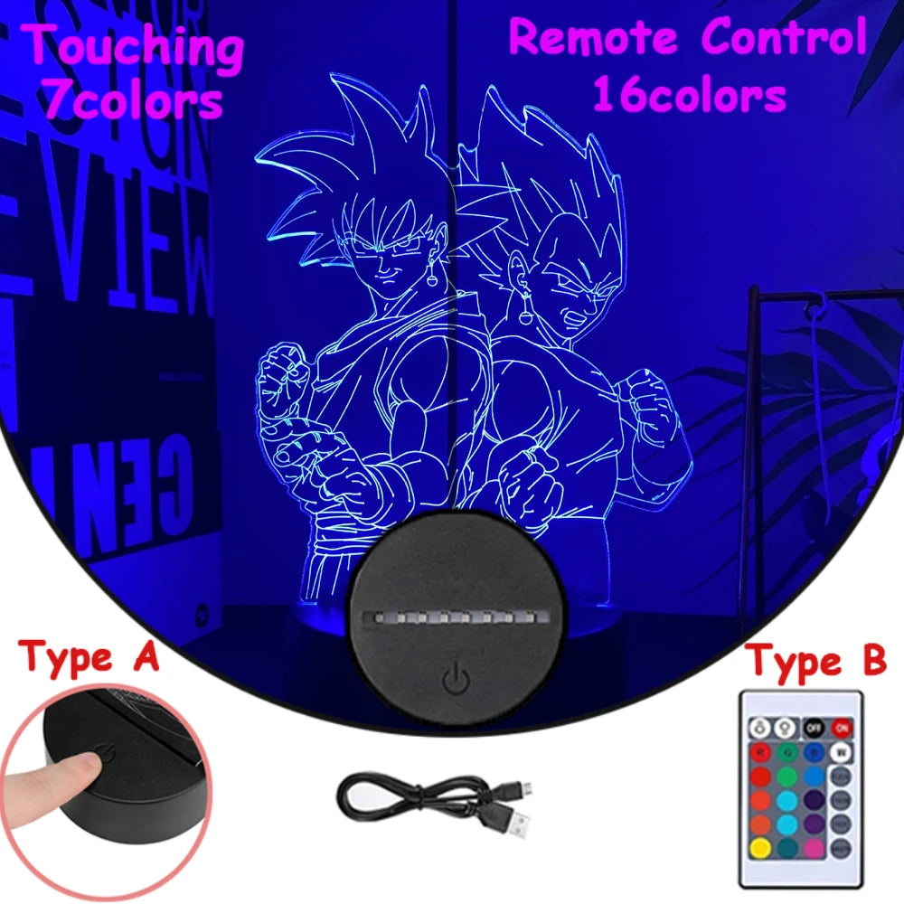 Dragon Ball Z Anime Figures 3D LED Light Childhood Desk Lamp Goku Figure Vegeta Gohan Anime Figures Room Decor Birthday Gift