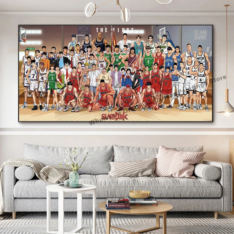 Slam Dunk Wall Art – Sakura Path Anime Mural for Bedroom or Living Room