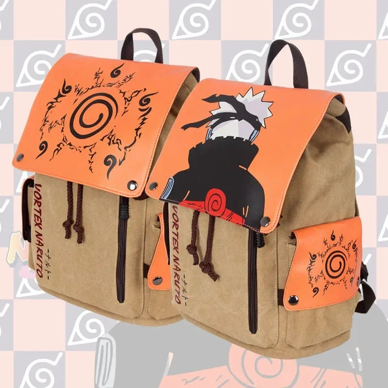 Naruto Creative Animation Peripheral Naruto Canvas Backpack Large Capacity Student School Bag Portable Backpack Gift