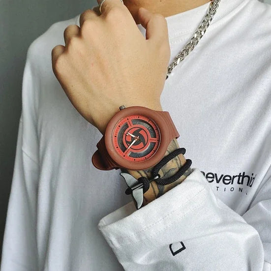 Naruto Sasuke Watch Men Anime Sharingan Fashion Simple Casual Watch Student Mechanical Sports Wristwatch Plastic Watch Band Gift
