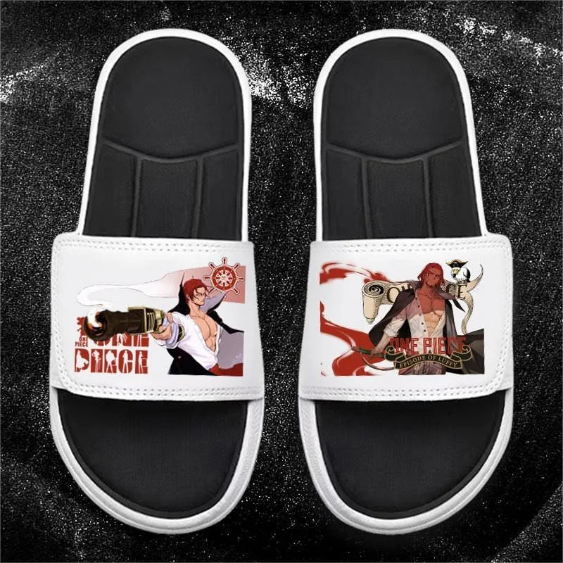 One Piece Anime Luffy Zoro Nami Pattern New Slippers Men and Women Fashionable Flat Outdoor Comfortable Sandals Gift
