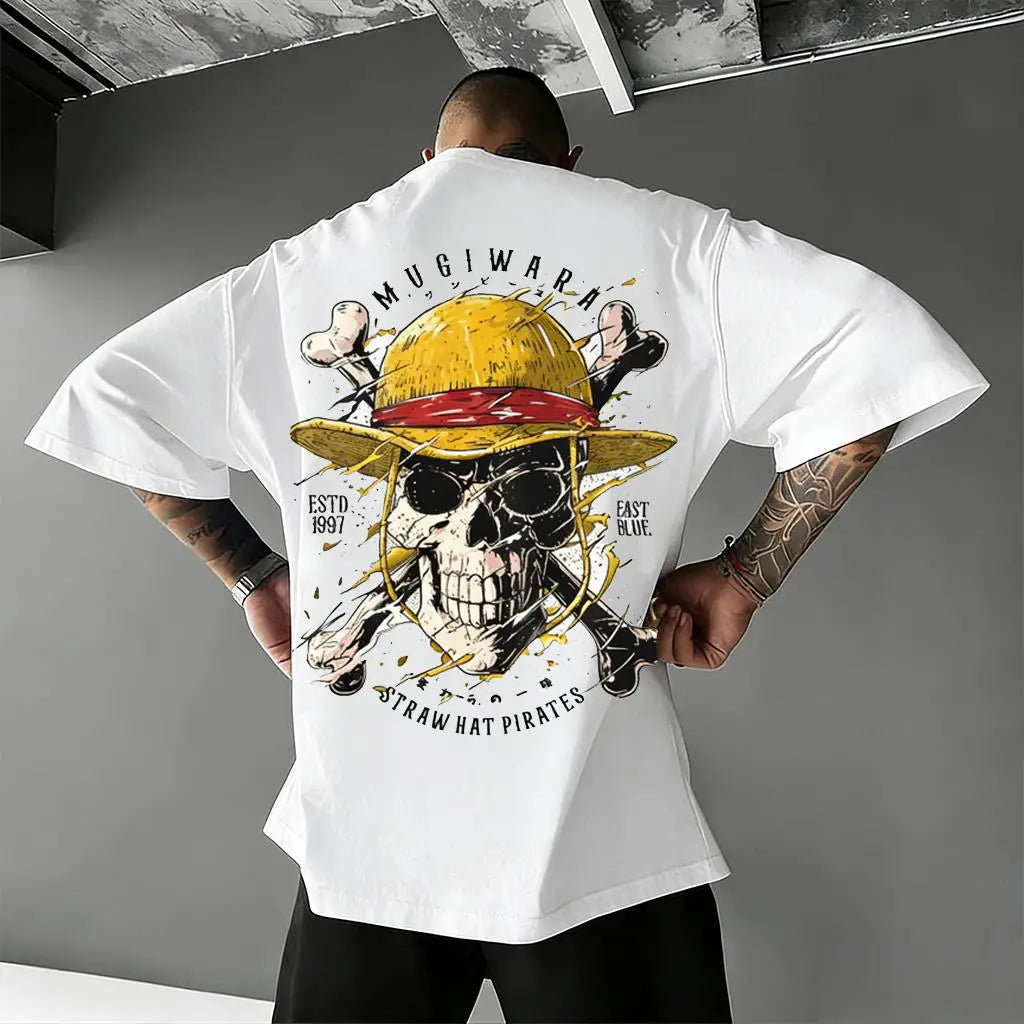 Unisex Oversize One Piece Skull Anime T Shirt Men Women Cotton Streetwear Casual Short Sleeve Top Graphic Tee Trendy 2026 Summer