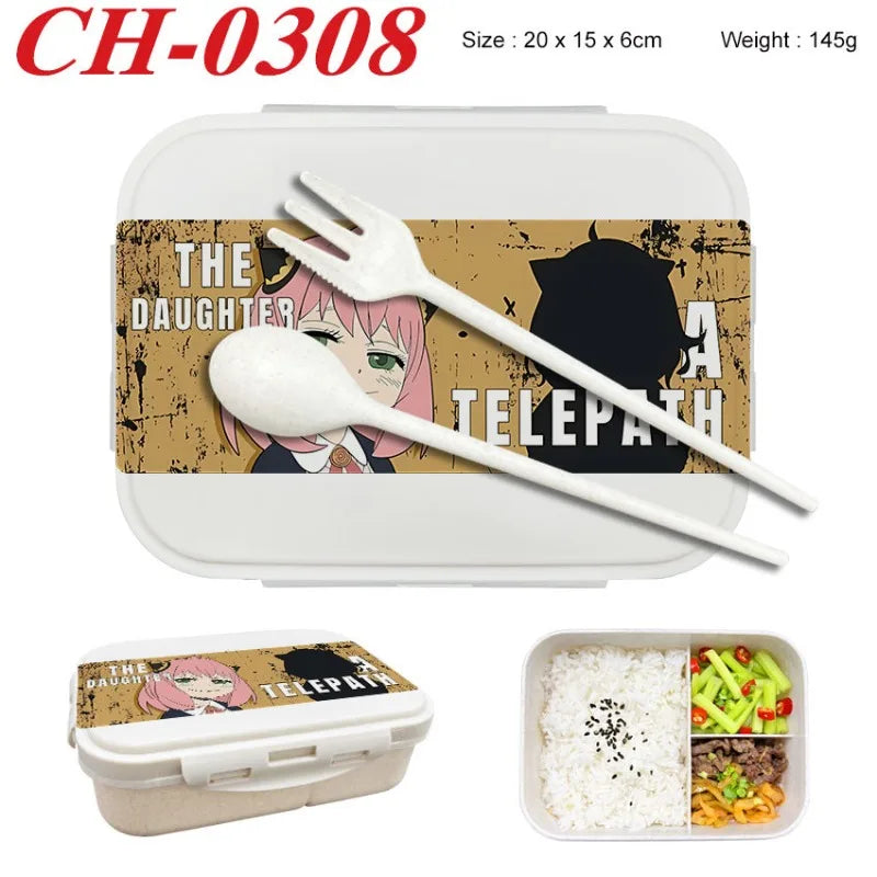 Spy×Family Lunch Box Wheat Straw Partitioned Lunch Box with Insulation, Student Lunch Box, Office Worker with Lid