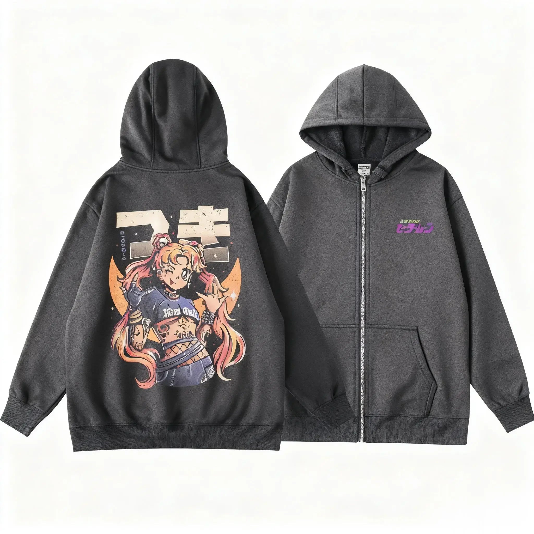 New Unisex Sailor Moon Anime Hoodie Men Women Zip Up Jacket Graphic Print Streetwear Sweatshirt Oversized Casual Autumn Tops