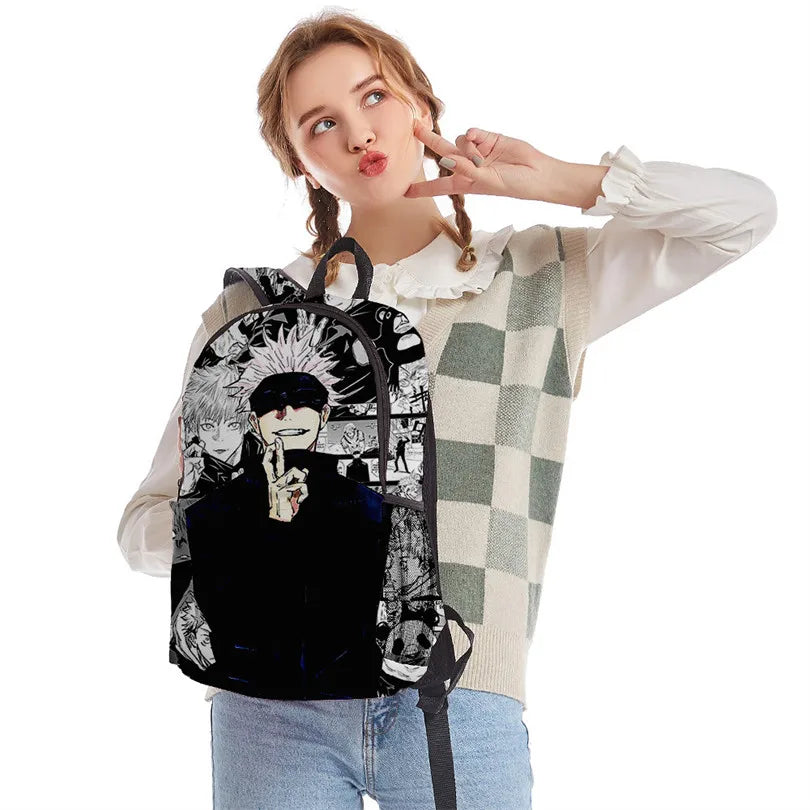 Anime Satoru Gojo School Backpack Laptop Backpack Boys Girls Teens School Bag Travel Bag Mochila Shoulder Bag