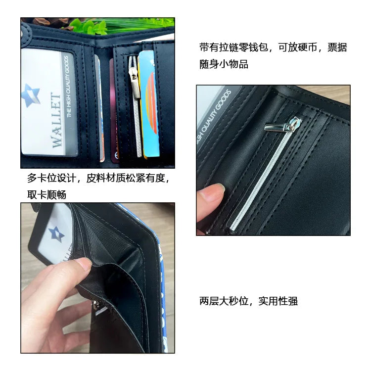 Anime Blue Lock Short Fold Over Wallet PU Leather Purse Nagi Seishiro Mikage Reo Isagi Yoichi