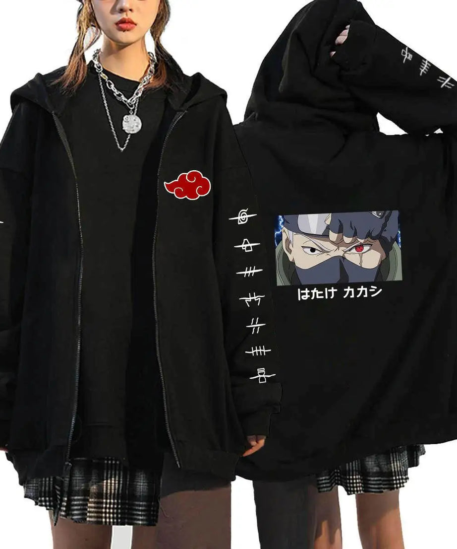 Autumn Zip Up Jacket Anime Naruto Figures Sweatshirt Men Women Plus Size Casual Clothing Harajuku Coat Halloween Gifts
