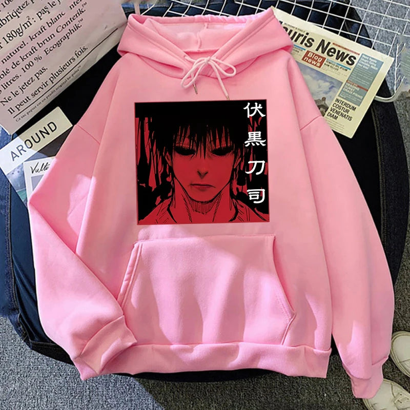 Fashion Unisex Hoodies Anime Fushiguro Toji Printed Hooded Seatshirts Streetwear Casual Pullover Tops