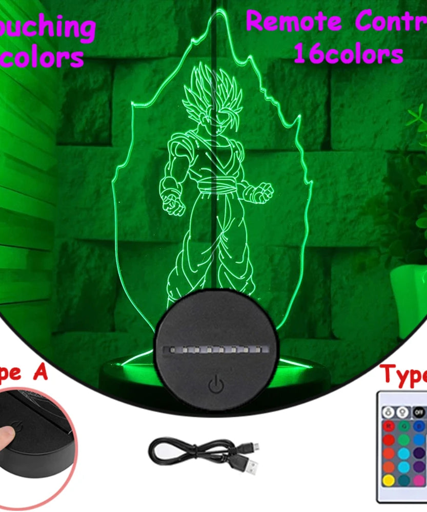 Dragon Ball Z Anime Figures 3D LED Light Childhood Desk Lamp Goku Figure Vegeta Gohan Anime Figures Room Decor Birthday Gift