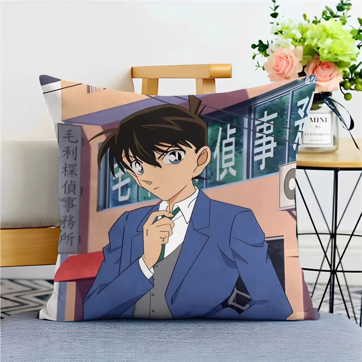 Detective Conan Pillowcase – Soft Anime Cushion Cover with Zipper for Sofa & Bedroom Decor