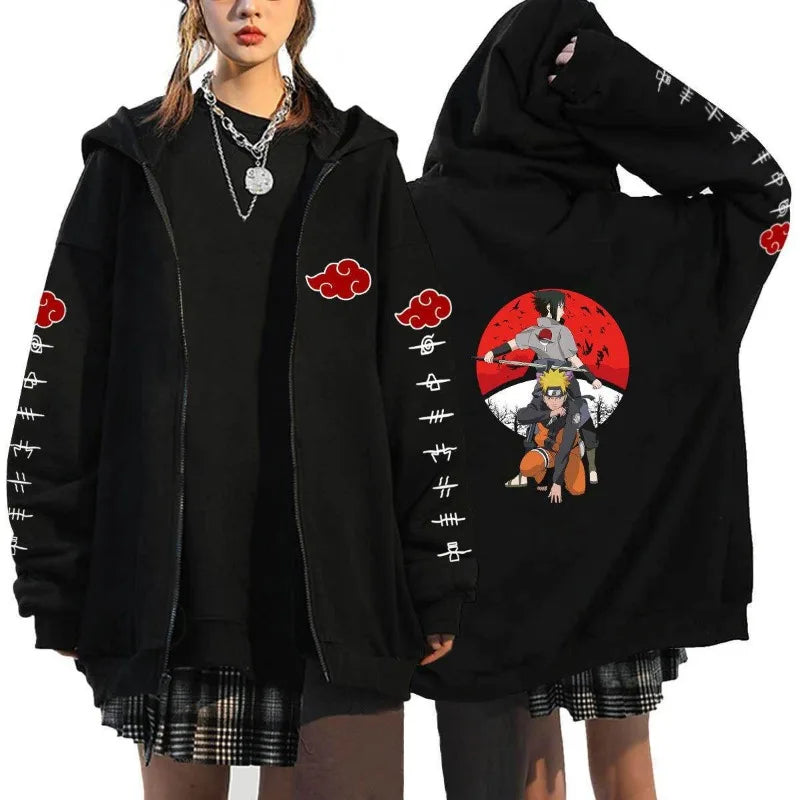 Autumn Zip Up Jacket Anime Naruto Figures Sweatshirt Men Women Plus Size Casual Clothing Harajuku Coat Halloween Gifts
