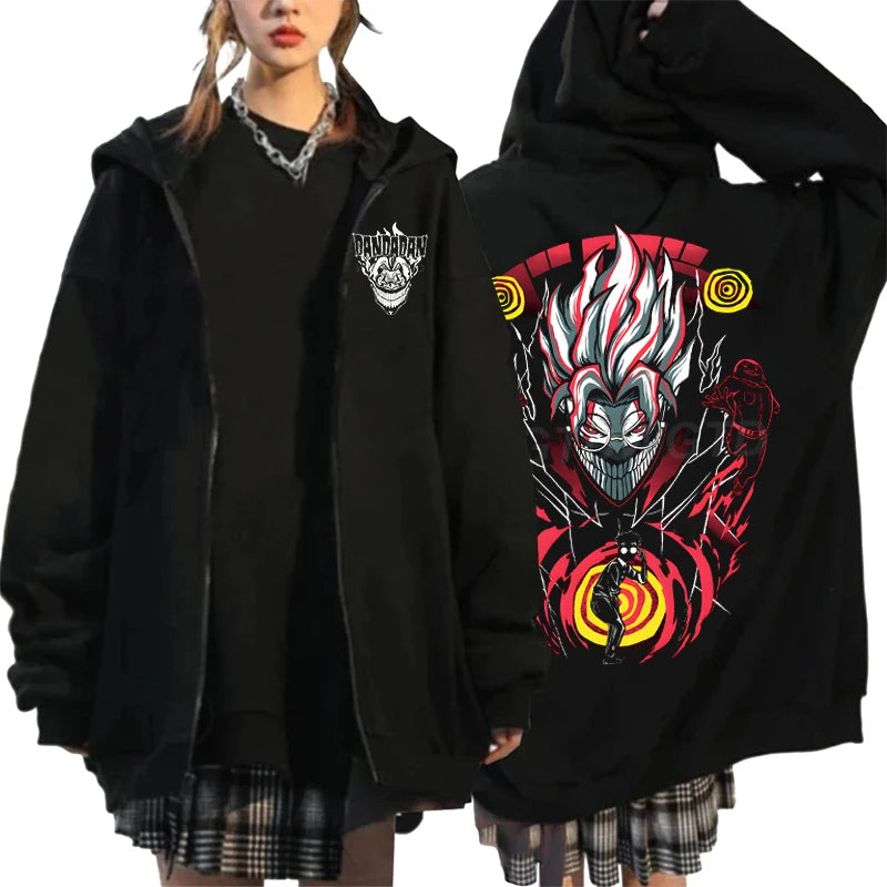 Anime Dandadan Ken Takakura Graphic Print Hooded Men women Zip Up Hoodies Oversized Sweatshirts Harajuku Male Zipper Jacket