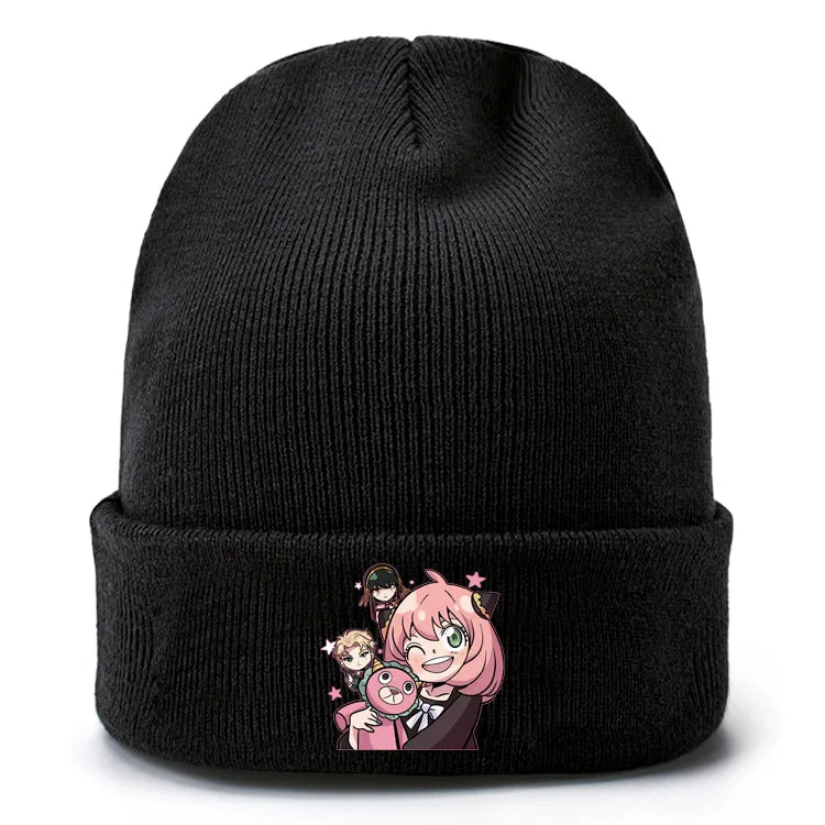 Anime Spy X Family Creative Peripheral Knitted Hats Woolen Hats Rolled Edge Printed Warm Hat Outdoor Men's Women's Trendy Hat