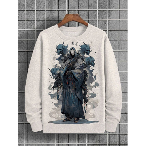Anime Character Print Sweatshirt — Oversized Crewneck Pullover