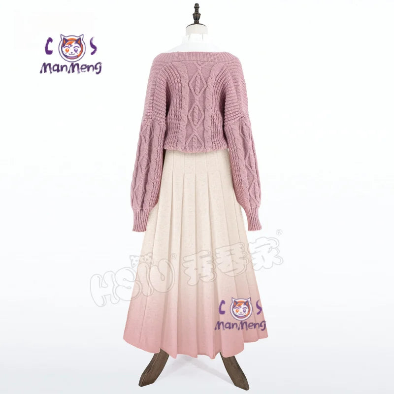 Waguri Kaoruko Cosplay Costume The Fragrant Flower Blooms With Dignity Sweater coat dress set Christmas girl sweet warm uniform