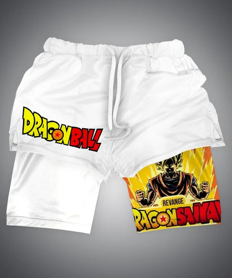 New Dragon Ball Son Goku Shorts Anime Men Double Layer Sports Short Pants Sportswear Jogger Breathable Beach Pants
