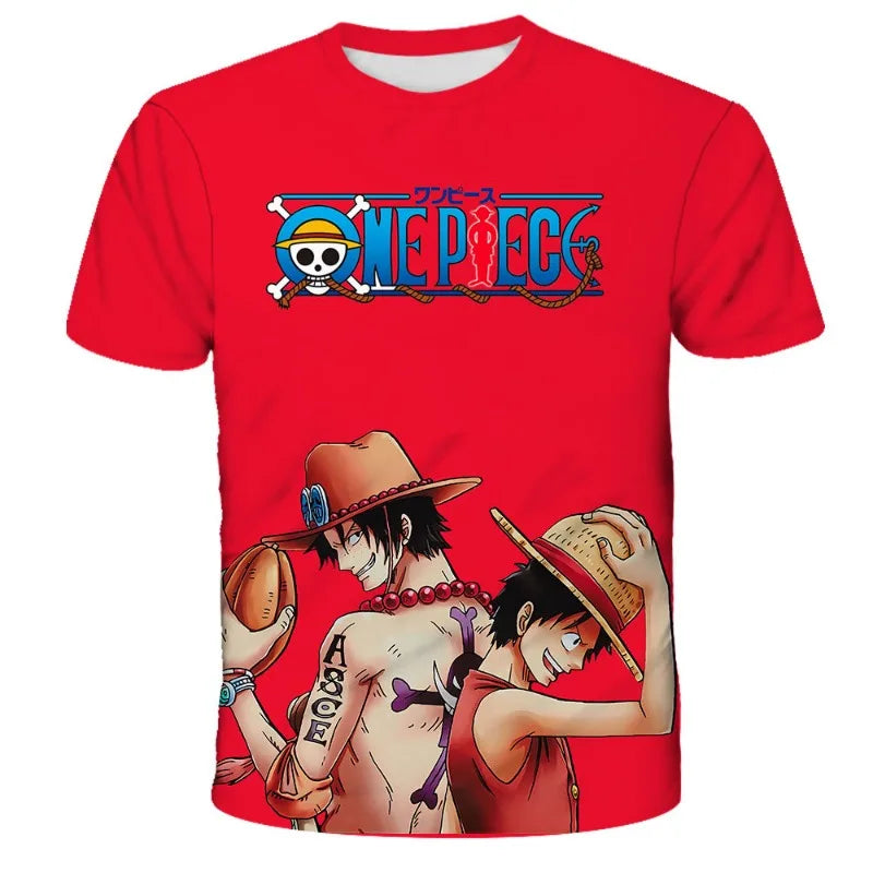 Hot Selling One Piece 3D Printing Fashion Children's Anime Luffy Men's Clothing Children's Boys' T-shirt Summer Short Sleeved