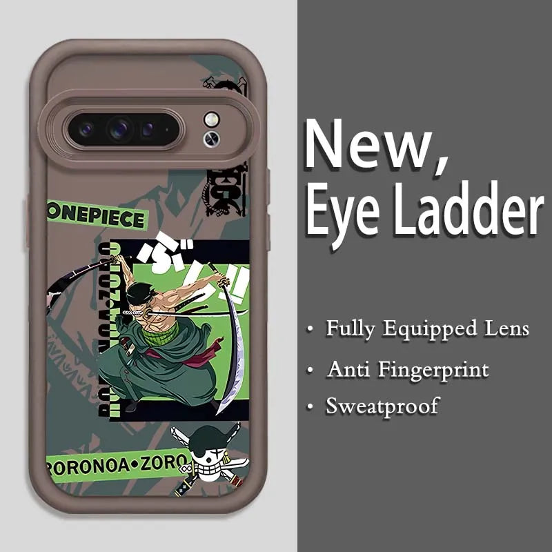 Anime Zoro One Piece Luffy Art Phone Case For Google Pixel 9 8A 8 7 7A Pro XL 5G Eye Ladder Soft TPU Shockproof Cover