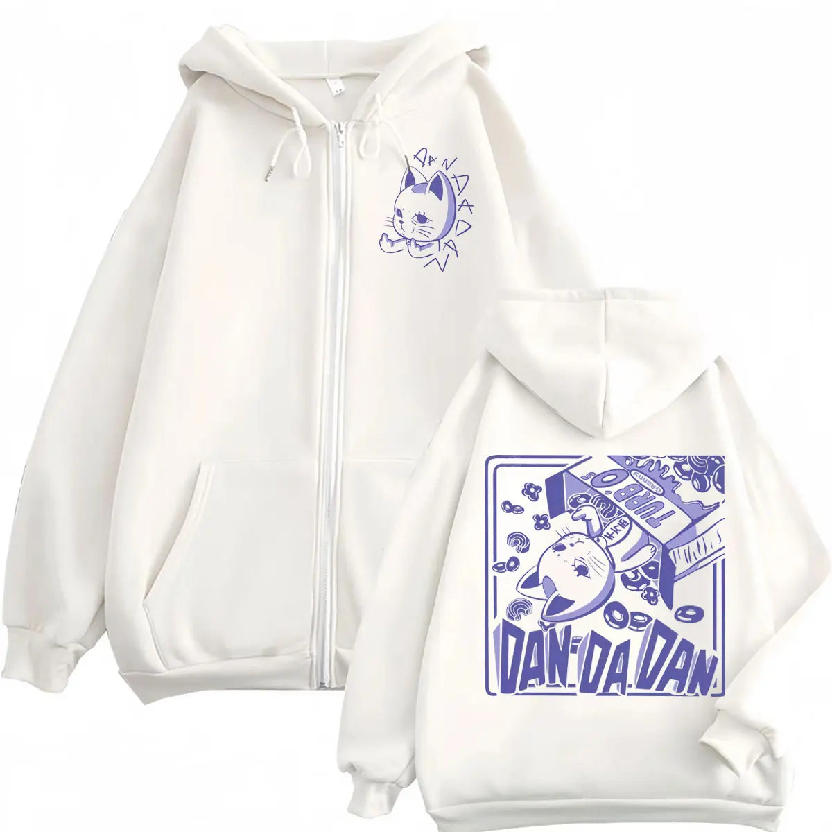 Anime Dandadan Turbo Granny Double Sided Print Zipper Hoodie Manga Style Zip Up Sweatshirts Men Women Casual Pullovers