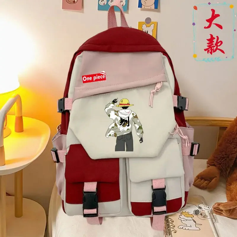 anime One Piece Luffy Zoro anime backpack large capacity student school bag male campus Korean version backpack birthday gift