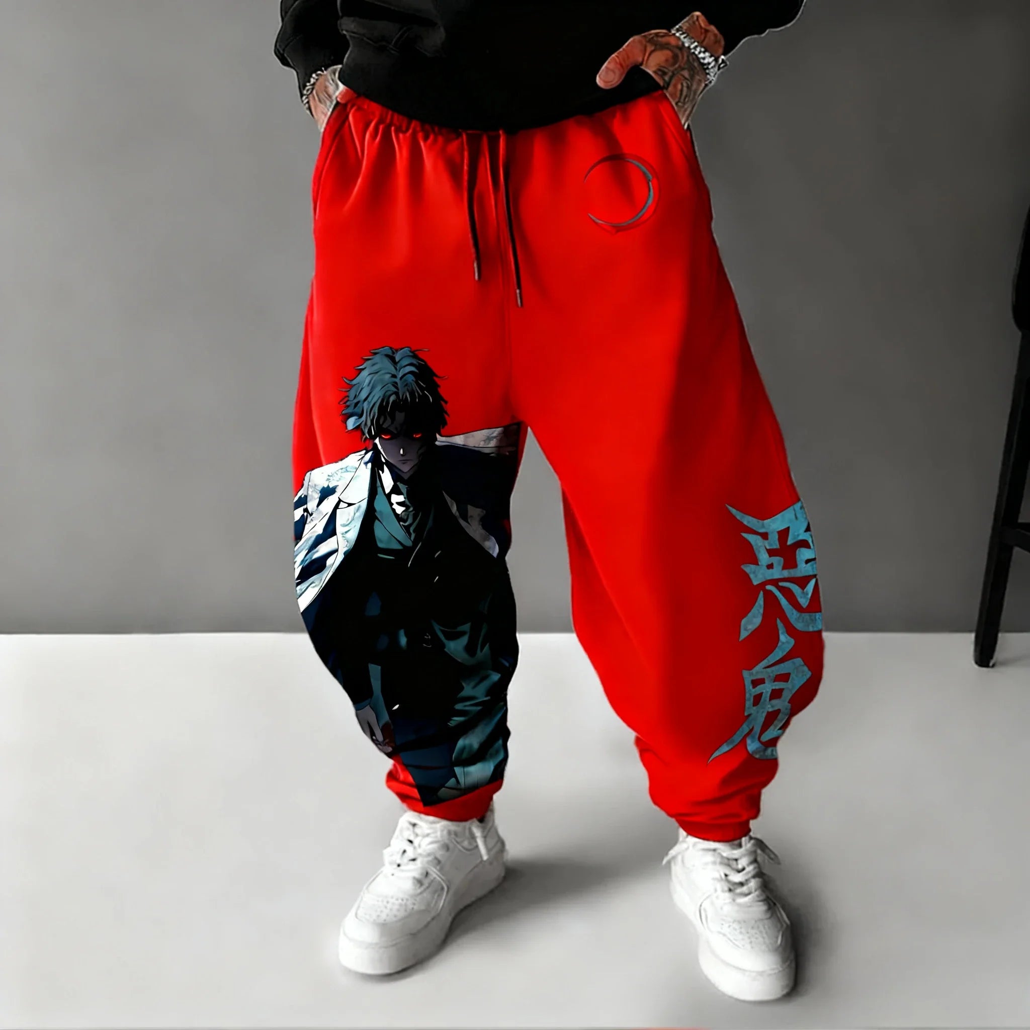 Demon Slayer Versatile Sweetpants Men's Autumn/Winter New Kibutsuji Muzan Anime Printed American Hip Hop Casual Loose Pants