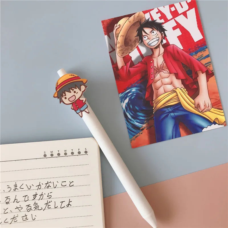 One Piece Neutral Pen Press Bullet Luffy Anime Adventure Black Office Writing Signature Pen Stationery School Supplies