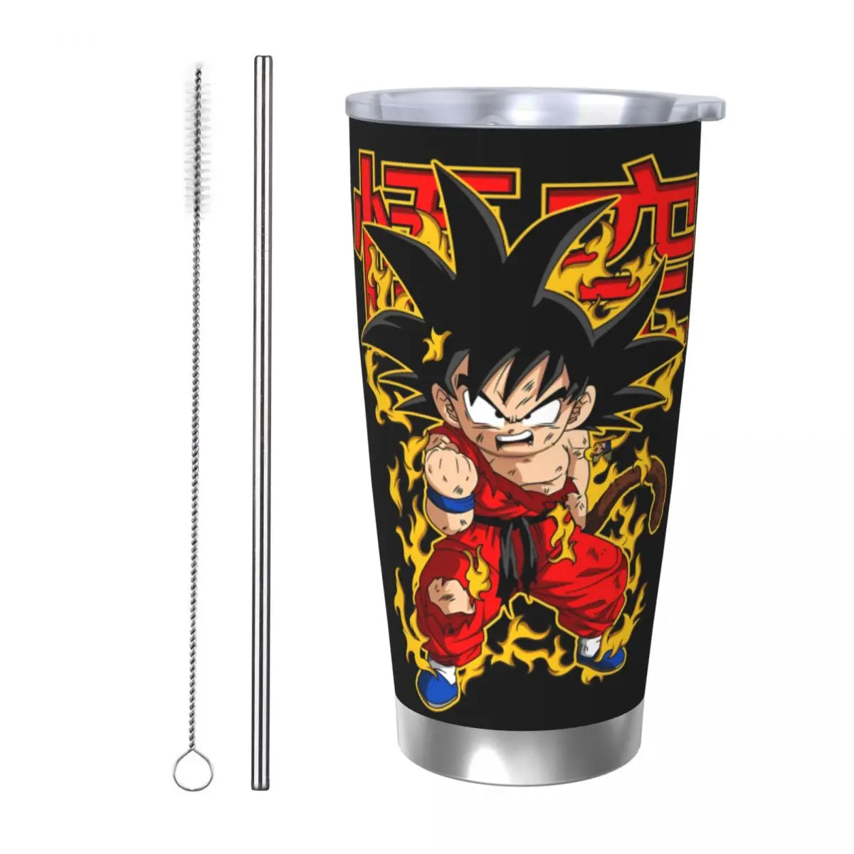 Son Goku & Vegeta DBZ Stainless Steel Tumbler – Double Wall Hot & Cold Cup with Straw