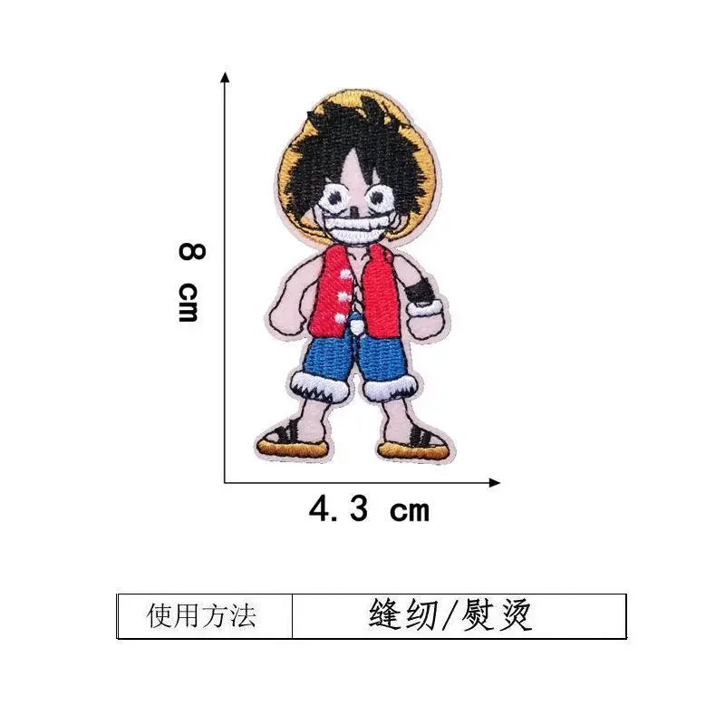 One Piece Luffy Animation Character Embroidery Ironing Cloth Sticker Fashion Clothes DIY Hole Patch Cloth Sticker
