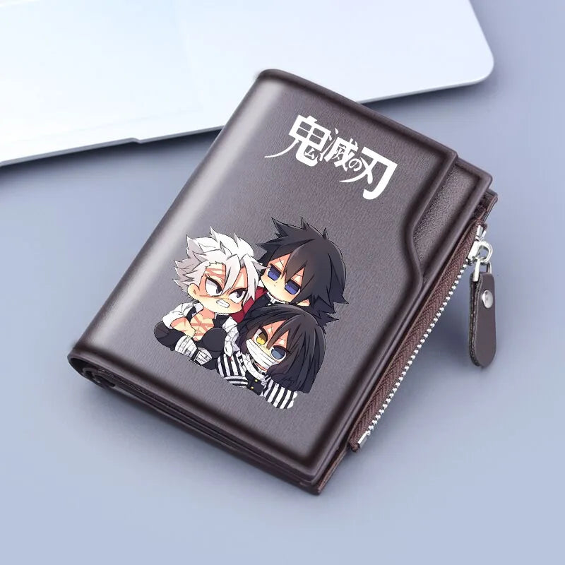 Demon Slayer Wallet Anime Coin Purse Men Credit Card Holder Boy Student Fashion Short Trifold Money Key Storage Pouch