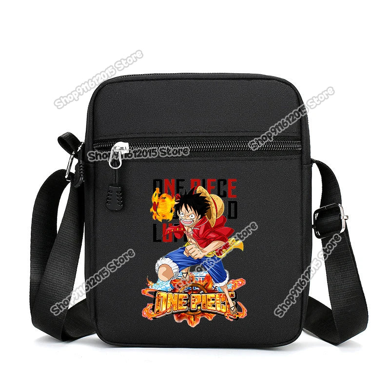 One Piece Men Shoulder Bag Anime Luffy Zoro Boy Oxford Cloth Crossbody Zipper Messenger Bags Outdoor Travel Small Phone Pouch