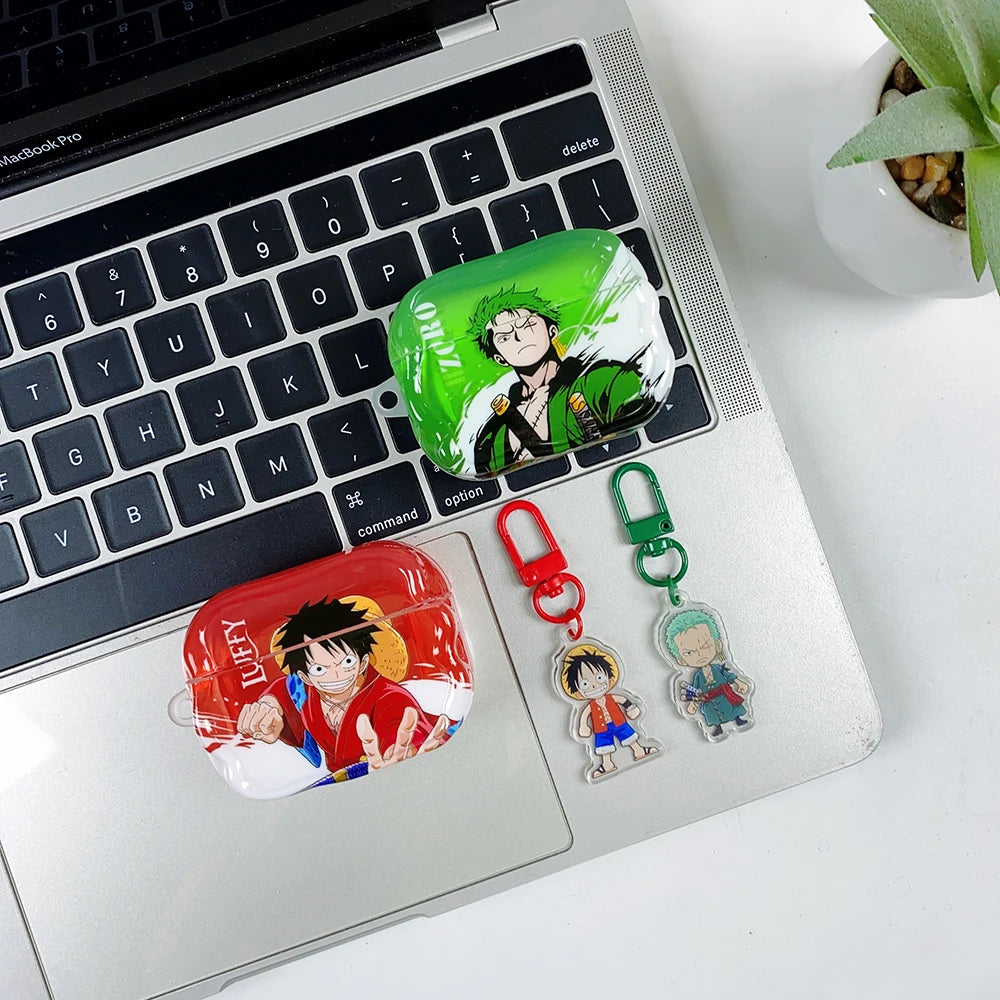 Cute One Piece Luffy Zoro Model Earphone Phone Case for Apple AirPods 1 2 3 Pro 4 Pro2 2nd Bluetooth headset headphone Cover