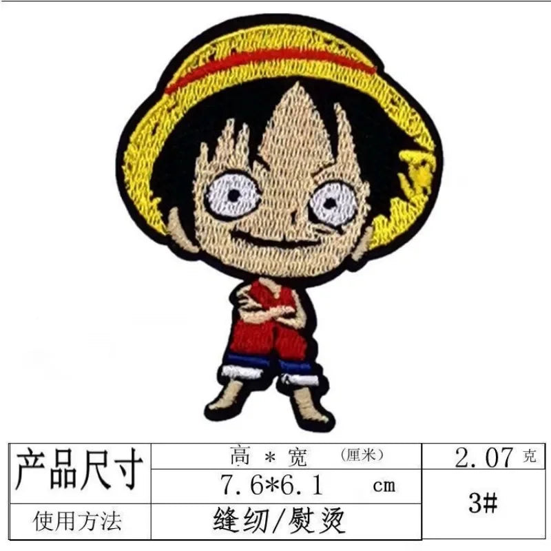 One Piece Luffy Animation Character Embroidery Ironing Cloth Sticker Fashion Clothes DIY Hole Patch Cloth Sticker