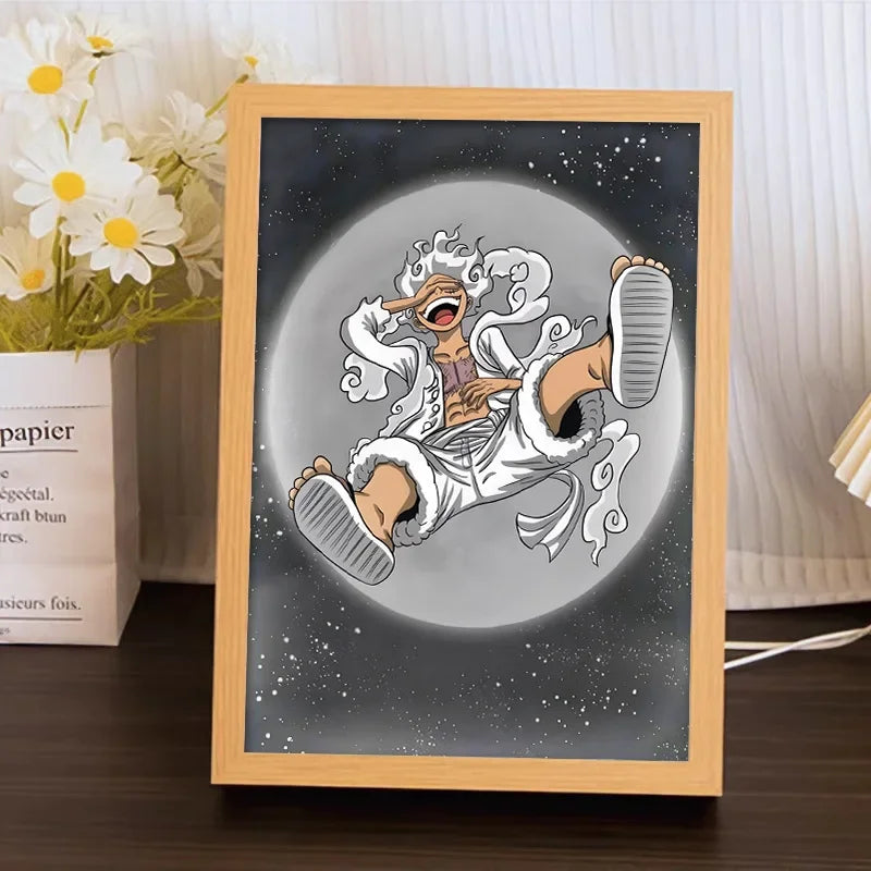 Sun God Nika Luffy Light-Up Frame – One Piece LED Desktop Decor