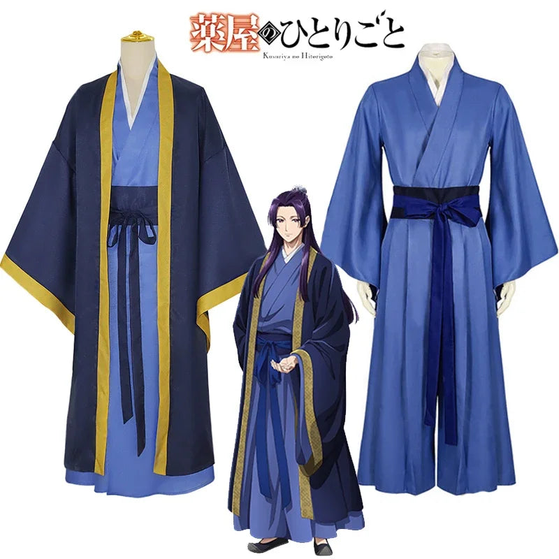Anime The Apothecary Diaries Jinshi Cosplay Costume Wig Blue Robe Uniform Headwear Kusuriya No Hitorigoto Halloween Women Men