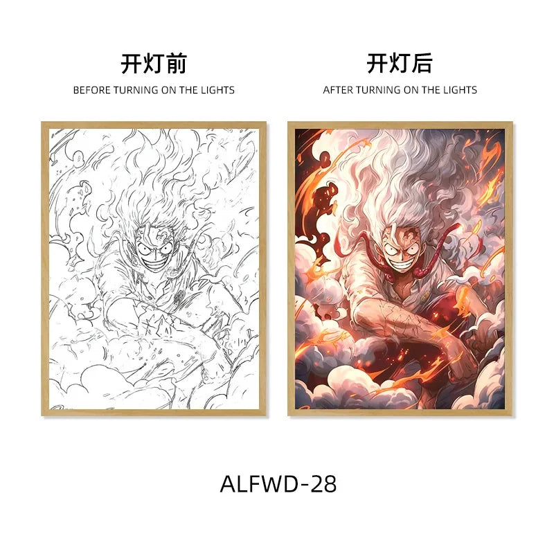 Sun God Nika Luffy Light-Up Frame – One Piece LED Desktop Decor