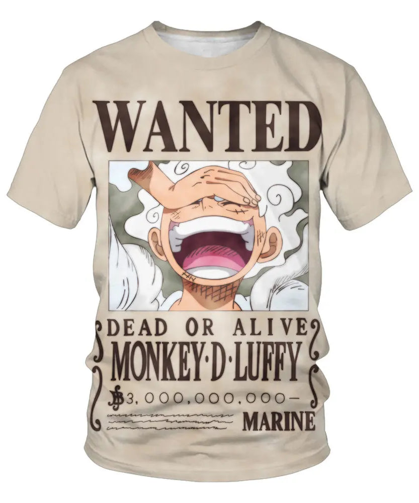 Hot Selling One Piece 3D Printing Fashion Children's Anime Luffy Men's Clothing Children's Boys' T-shirt Summer Short Sleeved