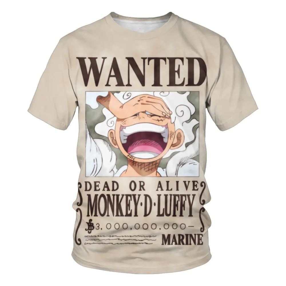 Hot Selling One Piece 3D Printing Fashion Children's Anime Luffy Men's Clothing Children's Boys' T-shirt Summer Short Sleeved